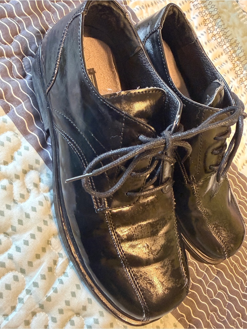 Deer Stags Men's Shiny Black Lace-Up Oxfords